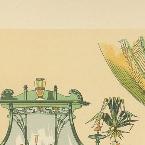 Pl. 12 Antique Print of a Sofa and Furniture by Kramer, circa 1910, close-up 1