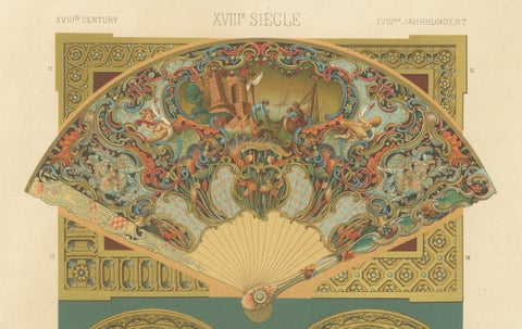 18th Century Decorative Fan and Ornament Designs, French Rococo Details, 1869, close-up 3