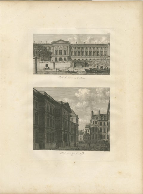 Antique Louvre Architectural Views Engraving, Baltard Paris 1803, view 2