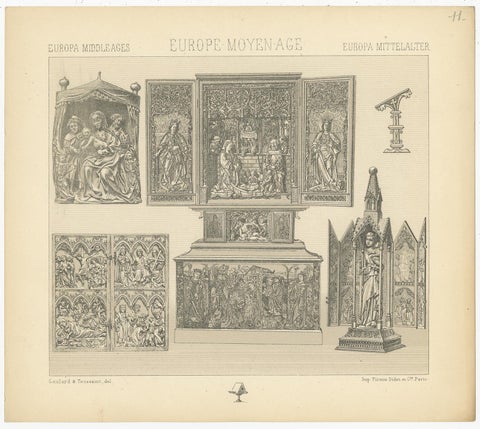 Pl. 11 Antique Print of European Decorative Objects by Racinet, circa 1880, view 4
