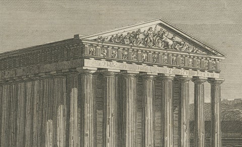Set of Two Ancient Greek Temple Views, Parthenon and Theseion, Tardieu, 1825, close-up 4