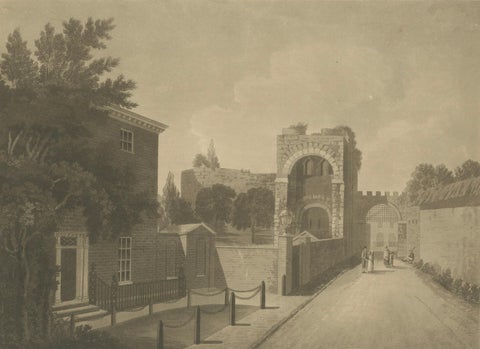 Rougemont Castle Exeter, Aquatint View, Jukes & Davey, 1794, close-up 1