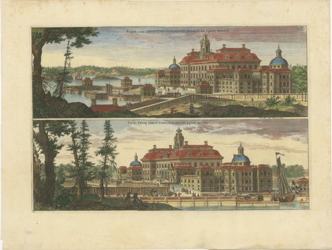 Drottningholm Palace in Sweden: East and West Views by Dahlbergh, 1707, view 2