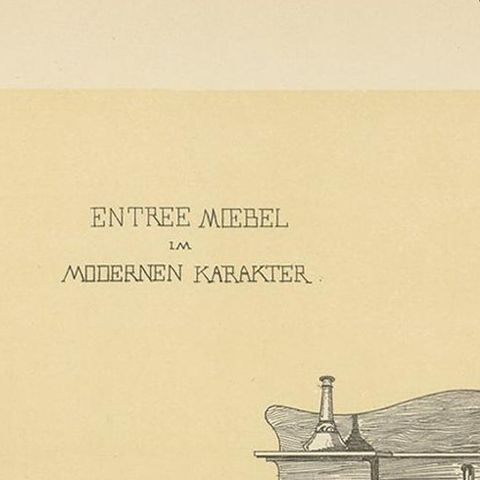 Antique Design Print of Entryway Furniture by Kramer, circa 1910, close-up 1