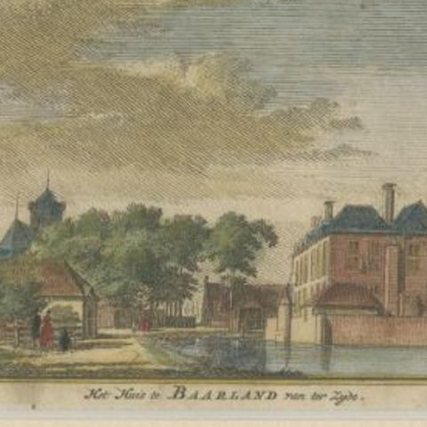 Antique Print of 'Huis Te Baarland' a Castle in Borsele, the Netherlands., close-up 2
