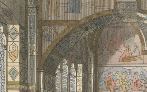 Tribunal di Balia Interior with Gothic Vaulting and Frescoed Wall Frieze, 1845, close-up 1