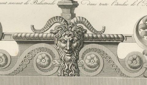 Antique Louvre Architectural Ornament Engraving, French Neoclassical, 1803, close-up 5