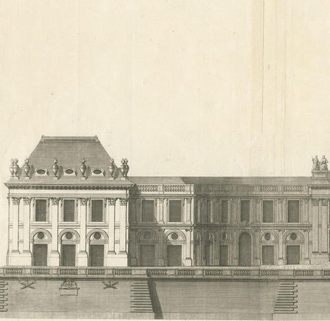 Antique Print of the Facade of the Collège des Quatre-Nations by Mariette '1738', view 4