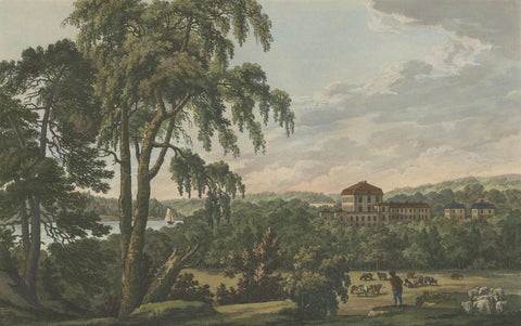 Pastoral Elegance: Ulrik Thersner's 1824 Aquatint of Djursholm Castle, close-up 4