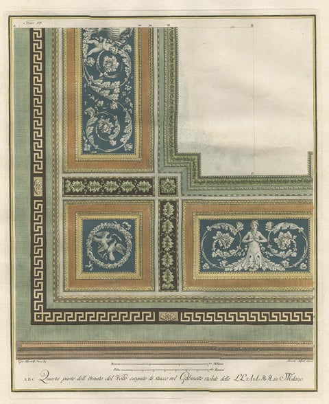 Antique Architecture Print of Ornaments 'Tav. VI' by Albertolli, view 4