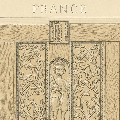 Pl. 4 Antique Print of French Furniture Objects by Racinet, circa 1880, close-up 1
