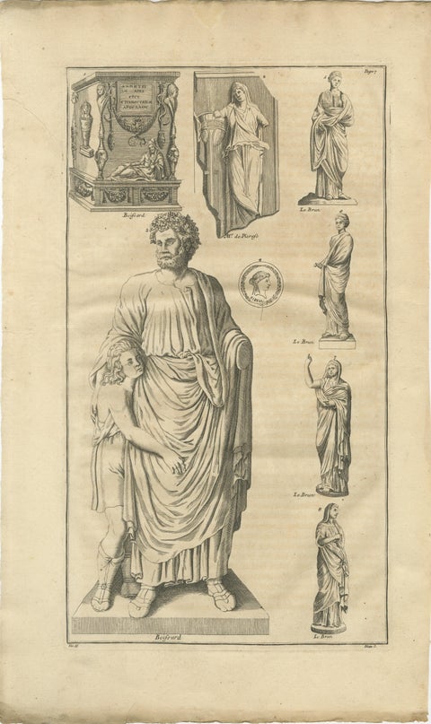Antique Roman Sculpture Engravings, Set of 3, Montfaucon, 1721, view 2