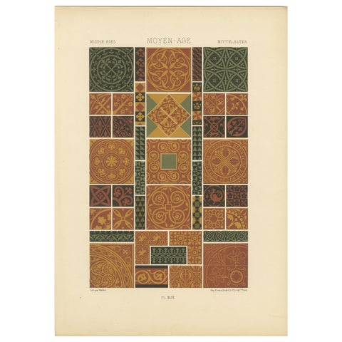 Medieval Tile Designs, Romanesque and Gothic Motifs, Plate XLVI, c.1869
