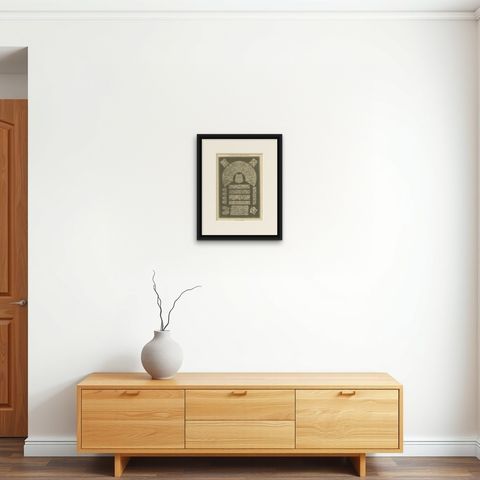 Italian Renaissance Lace Techniques from Ornamentenschatz, 1887, shown framed on a wall, true to size