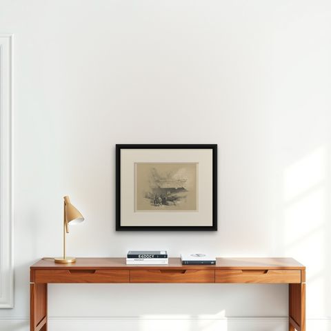 Old Print of the Tombs of the Kings, Jerusalem, ca.1845, shown framed on a wall, true to size