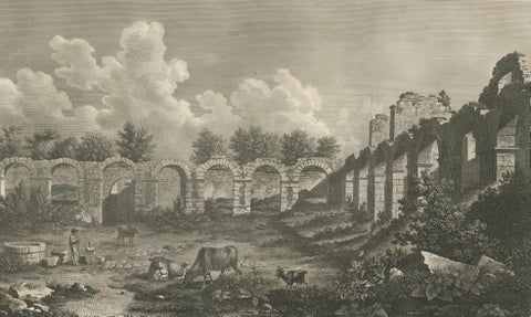 Vue des Ruines de la Vénerie, Architectural Ruins Copperplate Engraving, 1803, close-up 1