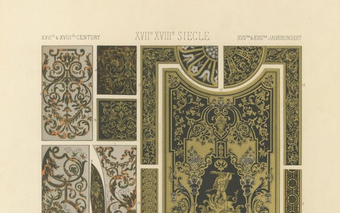 17th–18th Century French Decorative Panels, Gilded Scrollwork and Inlay, c.1869, close-up 2