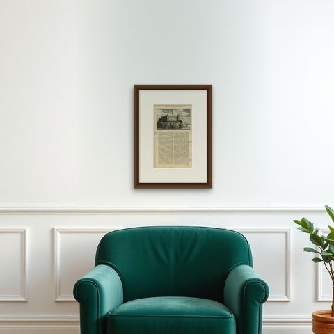 Antique Print of the Castle of Mongley, China by J. Nieuhof, 1665, shown framed on a wall, true to size