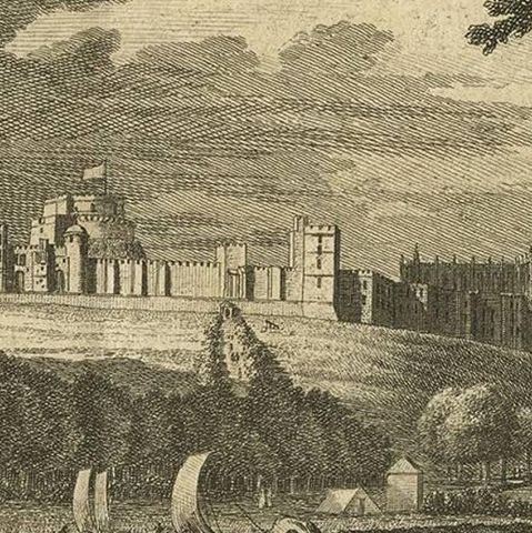 Antique Print with a View of the Royal Palace of Windsor by i. Tirion, 1754, close-up 2