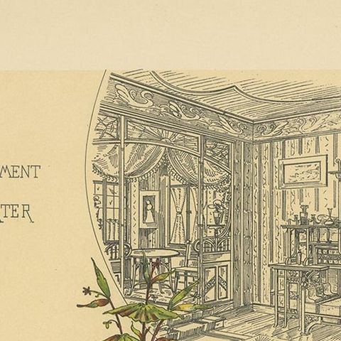 Pl. 49 Antique Print of Sofa Furniture by Kramer 'circa 1910', close-up 1