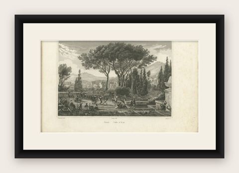 Antique Print of the Villa D'este in Tivoli by Audot, C.1860, shown framed