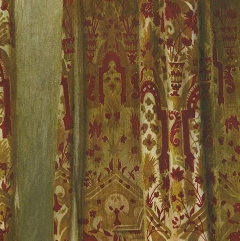 Antique Print of English Furniture 'Upholstered Bed' by P. Macquoid, 1906, close-up 2