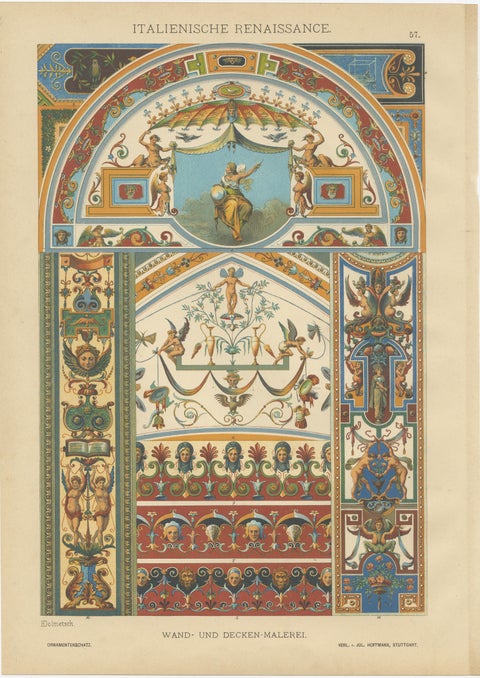 Set of Four Italian Renaissance Decorative Prints by H. Dolmetsch, 1887, view 5