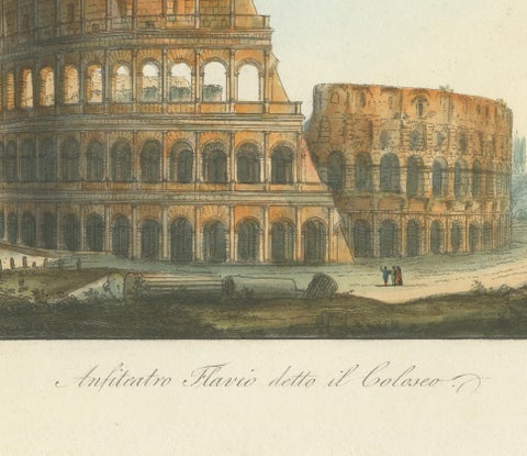 Anfiteatro Flavio detto il Colosseo, Antique View of the Colosseum, ca.1840, close-up 2