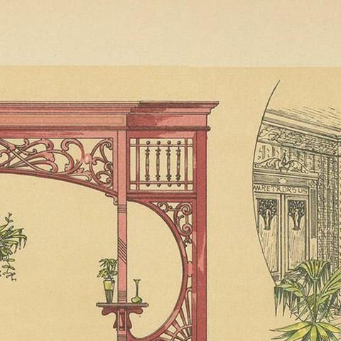 Pl. 10 Antique Print of a Bay Window by Kramer 'circa 1910', close-up 1