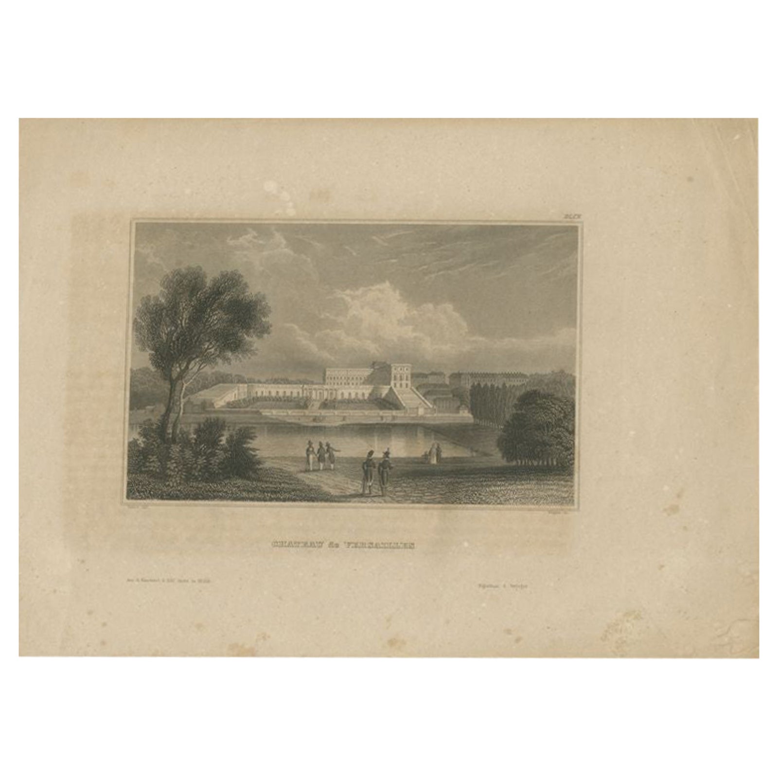 Antique Print of the Palace of Versailles by Meyer, 1848