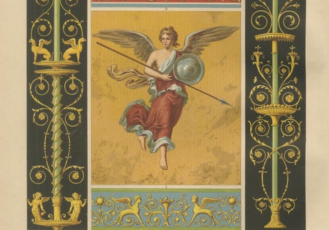 Antique Pompeian Wall Painting and Bronze Design Prints, Italy-Inspired, 1887, close-up 6