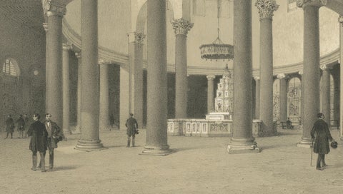 Interior of Santo Stefano Rotondo, Rome, Benoist 1869 Lithograph, close-up 3