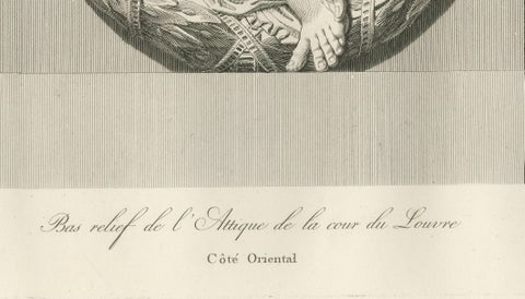 Louvre Architectural Bas-Relief Engravings Pair, French Neoclassical Plates 1803, close-up 4