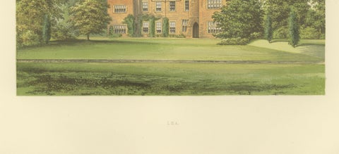 Lea Country House View, Victorian English Estate Landscape Engraving, c.1850, close-up 2