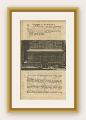 Antique Print of a Tombstone in Smyrna (1698), shown framed