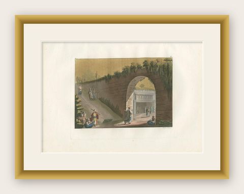 Antique Print of the Entrance to the Tomb of Absalom in Jerusalem, '1831', shown framed