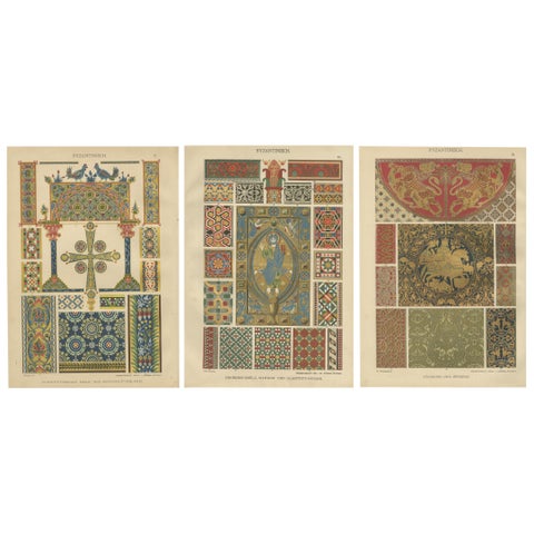 Set of 3 Byzantine Style Prints by H. Dolmetsch from Ornamentenschatz, 1887