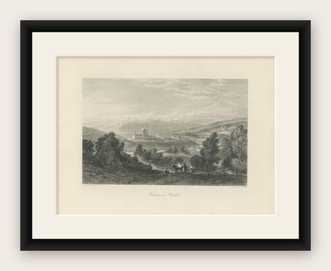 Antique Print of Balmoral Castle in Royal Deeside, Aberdeenshire, circa 1875, shown framed