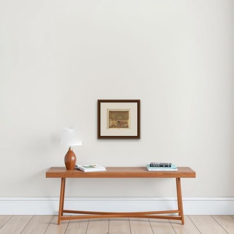 Pl. 31 Antique Print of Middle Ages Interior by Racinet 'circa 1880', shown framed on a wall, true to size