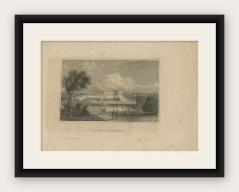 Antique Print of the Palace of Versailles by Meyer, 1848, shown framed