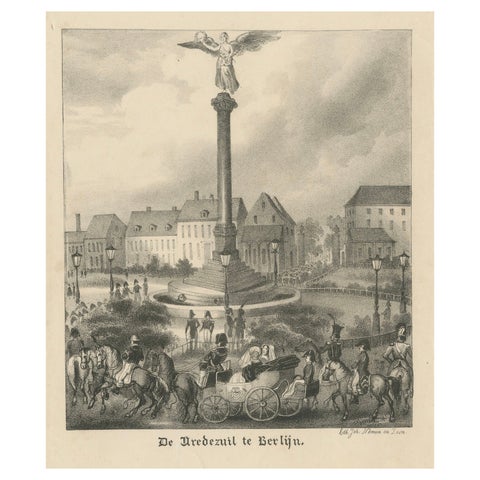 Lithograph of the Peace Column in Berlin (Belle-Alliance-Platz), ca. 1860