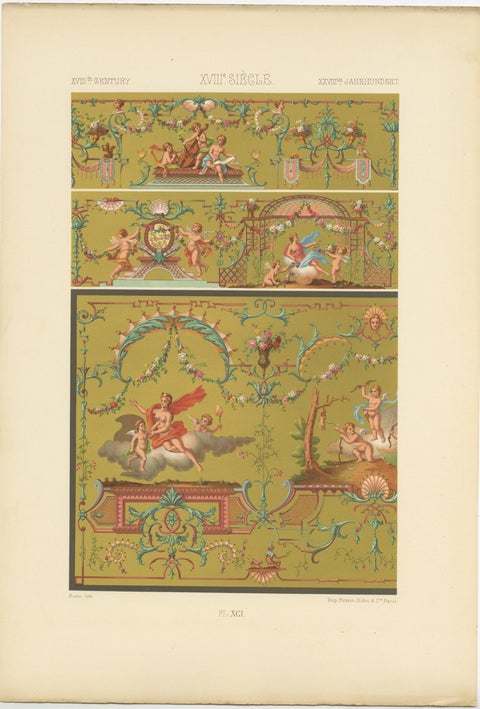 Pl. 91 Antique Print of XVIIIth Century Ornaments by Racinet, circa 1890, view 3