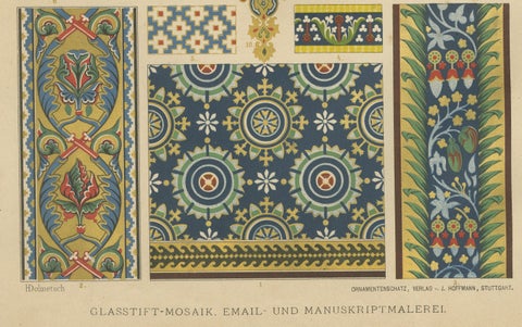 Set of 3 Byzantine Style Prints by H. Dolmetsch from Ornamentenschatz, 1887, close-up 6