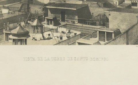Santo Domingo Tower Lima Peru, Antique Lithograph c.1865, close-up 3