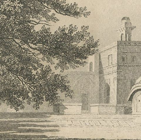 Print of Aurengzeb's Tomb, the Last Influential Mughal Emperor of India, 1860, close-up 3