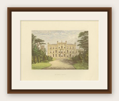 Antique Print of Elvaston Castle by Morris, 'circa 1880', shown framed