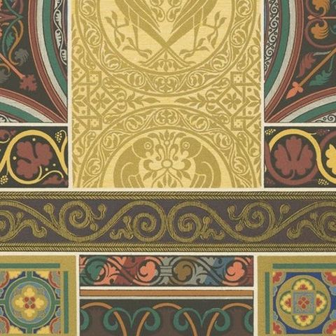 Pl. 41 Antique Print of Middle Ages Ornaments by Racinet (c.1890), close-up 1