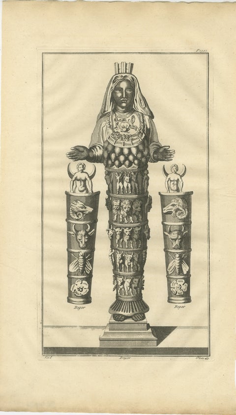 Diana of the Ephesians Antique Engraving, Montfaucon Antiquité Expliquée 1721, view 2