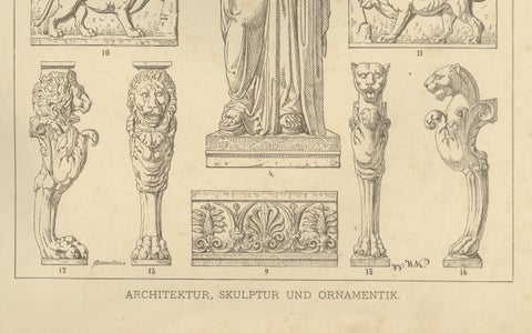 Set of 3 Antique Greek Architecture and Ornament Prints from 1887, Neoclassical, close-up 5