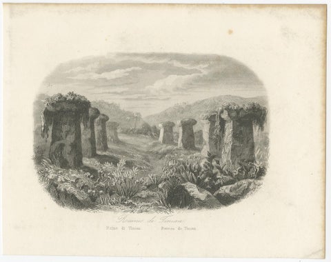 Small Antique Print of Ruins of Ancient Columns on Tinian Island, view 3